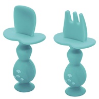 KaBaby Primeiros Talheres de Silicone Azul - Seguros, Ergonômicos e Livres de BPA - imagem 1