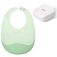 haakaa Babador de bolso de silicone leve – Babadores de silicone de viagem ultraleves e dobráveis com bolso coletor de comida profunda, design ajustável à prova d'água, essenciais para alimentação de - imagem 1