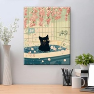 Pôster Japonês de Gato na Banheira | Decoração Moderna 20x25cm - imagem 4