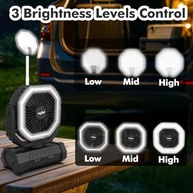 Ventilador de Acampamento Recarregável com Luz LED e Power Bank 20000mAh - 4 Velocidades, Gancho 360°, Ideal para Viagens, Barracas, Praia e Camping - imagem 5