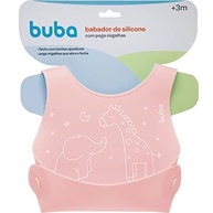 BUBA Babador de Silicone com Pega Migalhas Rosa - Proteção Moderna e Prática para Bebês - imagem 3