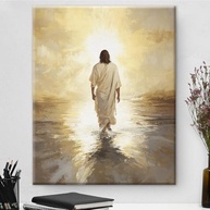 Arte de Parede Cristã - Jesus Andando na Água | Tela Decorativa com Verso Bíblico | 20x25cm - imagem 2