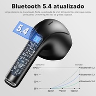 Fones de Ouvido Bluetooth 5.3 Sem Fio: Som Imersivo e Liberdade Total | Preto Fosco - imagem 4
