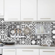 Adesivo de Azulejo Preto e Branco Évora 15x15 cm | 18 Unidades | Transforme Sua Parede com Estilo Clássico - imagem 5