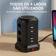 Torre de Tomada EzyLife®: 9 Tomadas + 6 USB (Tipo-C) - Potência 2500W | Organização e Segurança - imagem 5