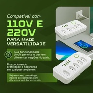 Régua de Energia 5 Tomadas + 4 USB + 1 Tipo-C: Carregamento Rápido e Seguro para Todos Seus Dispositivos - imagem 3