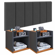 Conjunto Cabeceira Casal 140cm com Mesa de Cabeceira Suspensa e Porta Celular Madri - imagem 1