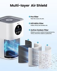 Purificadores de ar para casa grande sala de até 600 pés², purificadores de ar VEWIOR H13 True Hepa para animais de estimação, pelos, fumaça, pólen, 3 velocidades de ventilador, 6 temporizador - imagem 3