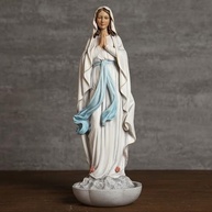 Estátua Católica de Nossa Senhora de Lourdes - 25cm - Escultura Renascentista Pintada à Mão - imagem 3