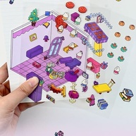 4 Conjuntos de Adesivos 3D DIY Casa - Decore Mini Cômodos com Cenas Divertidas - imagem 5