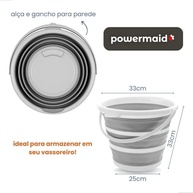 Balde Dobrável de Silicone 26L e 10L - Kit 2 Cestos Retráteis Flexíveis Branco e Cinza para Lavanderia e Organização - imagem 4