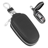 Protetor de chaveiro de carro de couro PU elegante com zíper e chaveiro, capa universal para chave de carro para carro SUV - imagem 2