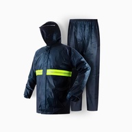 Capa De Chuva Impermeável Com Touca E Viseira Motoqueiro Moto Faixa Refletiva Motoboy Capuz Jaqueta Calça Ciclista premium - imagem 1