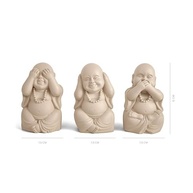 Kit 3 Esculturas de Buda em Cimento - Estilo Tradicional para Ambientes Serenos - imagem 4