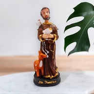 São Francisco de Assis - Escultura em Resina Detalhada 15 cm | Imagem Sagrada com Acabamento Artesanal - imagem 5