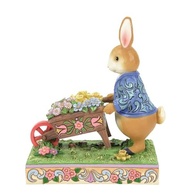 Enesco Estatueta Jim Shore Beatrix Potter - Peter Coelho com Carrinho de Flores | Coleção Exclusiva 15cm - imagem 5