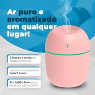 Umidificador de Ar Aromatizador Portátil com LED Rosa - 220ml, USB, Silencioso, Ideal para Casa e Escritório - imagem 3