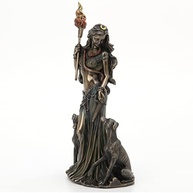 Escultura de Deusa Grega com Cães de Caça – Estátua de Fantasia em Resina Bronze 24cm - imagem 4