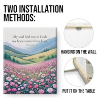 Arte de Parede Cristã com Versículo Bíblico - My Soul Find Rest in God - Salmo 62:5 - Tela Decorativa com Estampa de Flores Silvestres - imagem 4