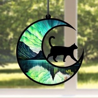 Suncatcher Gato e Lua Aurora em Acrílico - Decoração de Janela com Estilo e Magia - imagem 4