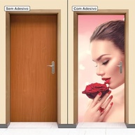 Adesivo Decorativo Porta Salão de Beleza - Flor Rosa e Vermelha | Transforme seu Ambiente com Estilo - imagem 3