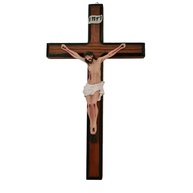Crucifixo de Parede em Resina e Madeira - 27,8 cm | Decoração Sagrada com Detalhes Exclusivos - imagem 1