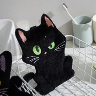 Toalha de Mão Decorativa com Design de Gato Preto - Absorvente e Fofa para Cozinha e Banheiro - imagem 4