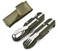 Conjunto de Talheres Militares Dobráveis com Estojo - Kit Completo para Camping e Aventuras - imagem 2