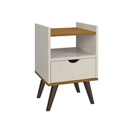 Mesa de Cabeceira Alice Retrô com 1 Gaveta e Nicho - Design Off White e Freijó - imagem 5