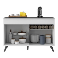 Balcão de Cozinha Veneza 120cm com 2 Portas e 1 Gaveta - Design Moderno Branco/Preto - imagem 4