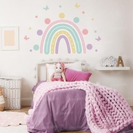 Adesivo de Parede Infantil Arco-Íris com 06 Corações e Estrelas - Decoração Lúdica e Colorida para Quarto de Criança - imagem 4