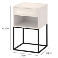 Kit 2 Mesas de Cabeceira Industriais com Gaveta e Nicho - Design Moderno Off White - imagem 4