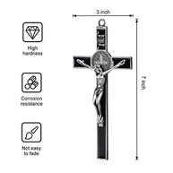 Cruz de Parede de Crucifixo Esmaltado Preto com Medalha de São Bento - 18cm | Proteção Espiritual e Decoração Sagrada - imagem 4