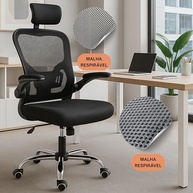 Cadeira Ergonômica Presidente com Encosto Mesh Reclinável 135° | Apoio de Cabeça e Braços Ajustáveis | Até 120kg - imagem 4