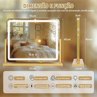 Espelho de Maquilhagem Iluminado com LED RGB Touch Screen - Design Moderno e Versátil - imagem 3