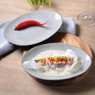Conjunto com 6 Pratos de Sobremesa Oval Porto Brasil - Design Orgânico Dust - imagem 3