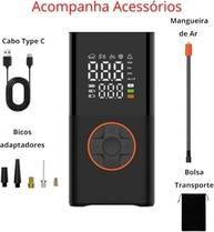 Mini Compressor de Ar Portátil USB/C: Calibrador Inteligente para Pneus de Carro, Moto e Bike - imagem 3