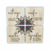 Kit 4 Quadros de Madeira com Mantras de Meditação - Entrego, Confio, Aceito e Agradeço - imagem 1