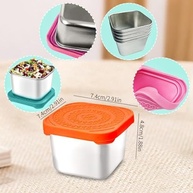 Conjunto de 3 Recipientes de Aço Inoxidável com Tampa de Silicone - 170g | Armazenamento à Prova de Vazamento e Empilhável - imagem 4