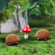 Conjunto de 3 Peças de Enfeites de Jardim em Miniatura - Fadas, Ouriço e Cogumelo para Vasos e Decoração DIY - imagem 2