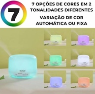 Difusor de Aromas Elétrico 500ml com LED 7 Cores, Controle Remoto, Umidificador e Purificador de Ar com Desligamento Automático - imagem 4
