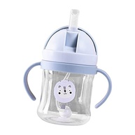 Copo Infantil KIMISS com Canudinho de Palha 250ml - Azul com Design Animal à Prova de Vazamento - imagem 5
