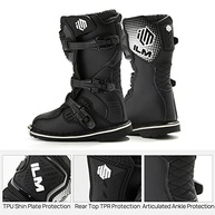 ILM Botas De Motocicleta Para Crianças E Jovens Para Meninos E Meninas, À Prova D'Água, Atv, Motorcross, Dirt Blike, Botas De Motociclista, Modelo Mx3K (Preto, 2) - imagem 3