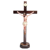 Crucifixo de Mesa 50 cm - Decoração Religiosa Elegante em Madeira Marrom - imagem 1