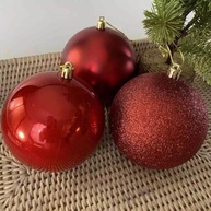 Jogo 6 Bolas de Natal 10cm Vermelhas: Glitter, Fosca e Lisa - Toque de Elegância Bela Flor - imagem 3
