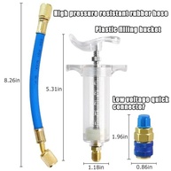 Kit de injetor de óleo e corante para carro, compressor automático de empurrar manual de 30 ml/28.3 g com acoplador rápido conector SAE 1/4, ferramenta de refrigerante injetor de tinta de óleo - imagem 3