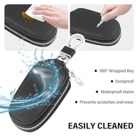 Protetor de chaveiro de carro de couro PU elegante com zíper e chaveiro, capa universal para chave de carro para carro SUV - imagem 5