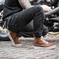 BORLENI Botas de mota homem sapatilhas de motocicleta casuais antiderrapantes, botas moto zona tornozelo reforçado sapatilhas de motocross preto 40-46 - imagem 3
