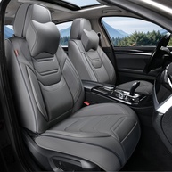 Capas de Assento de Couro Premium com Suporte Lombar e Encosto de Cabeça - Conforto e Estilo para Seu Carro - imagem 1
