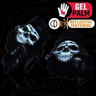 Milwaukee Leather Luvas de mão masculinas de couro preto "caveira reflexiva" com palma acolchoada de gel MG7570 - imagem 3